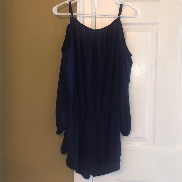 Open-shouldered navy ROMPER - Picture 3 of 4
